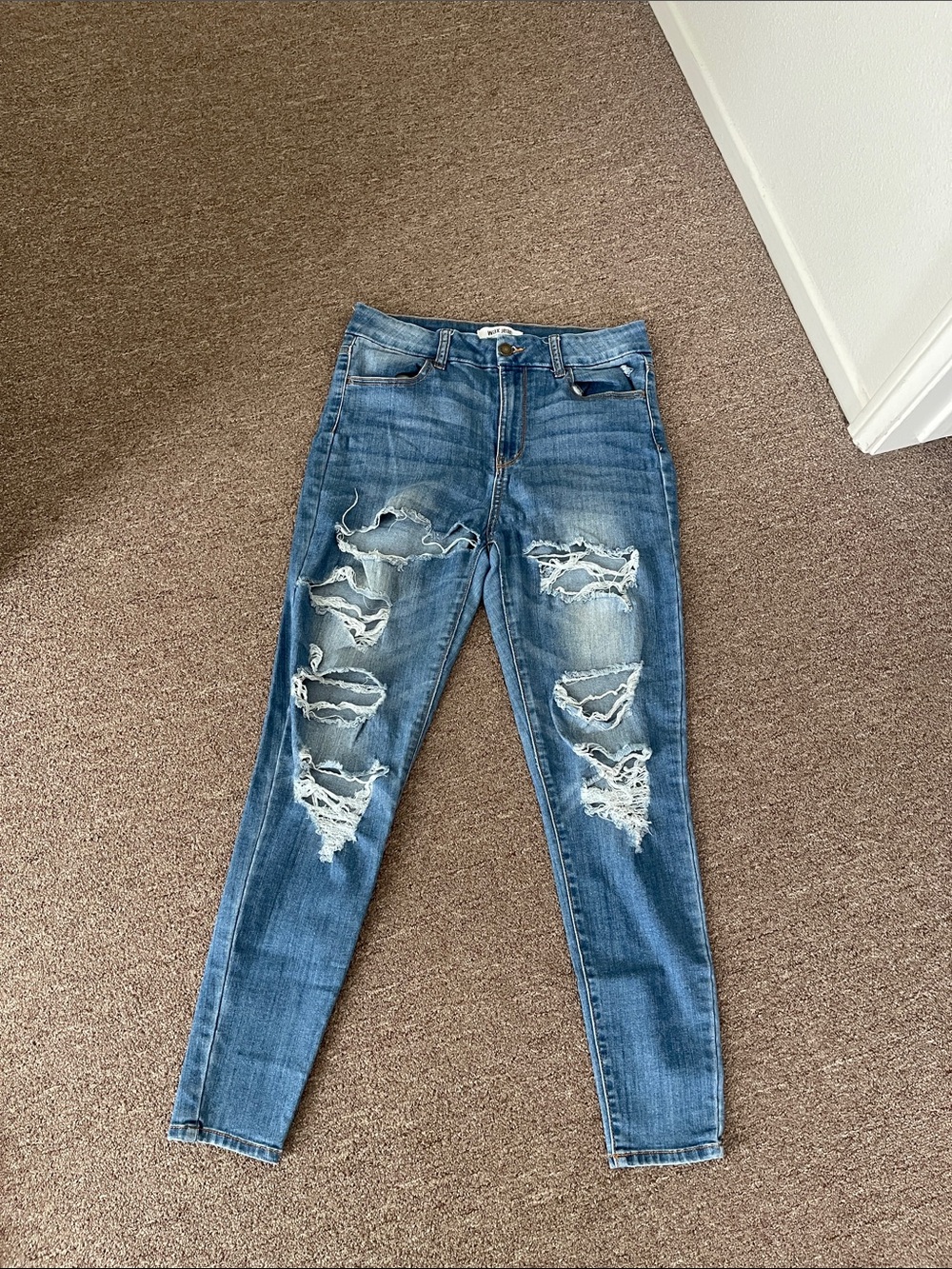 Wax Jean Women's Distressed Blue Skinny Jeans